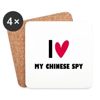 I Love My Chinese Spy - Dessous de verre (lot de 4) - blanc - Devant