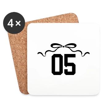 Numéro 5 noeud - 5e anniversaire - Dessous de verre (lot de 4) - blanc - Devant