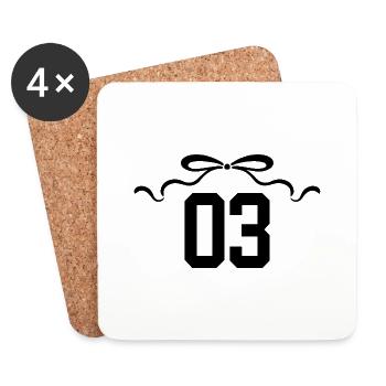 Numéro 3 noeud - 3e anniversaire - Dessous de verre (lot de 4) - blanc - Devant