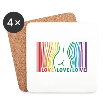 LOVE LOVE LOVE - Untersetzer (4er-Set) - Weiß - Vorne