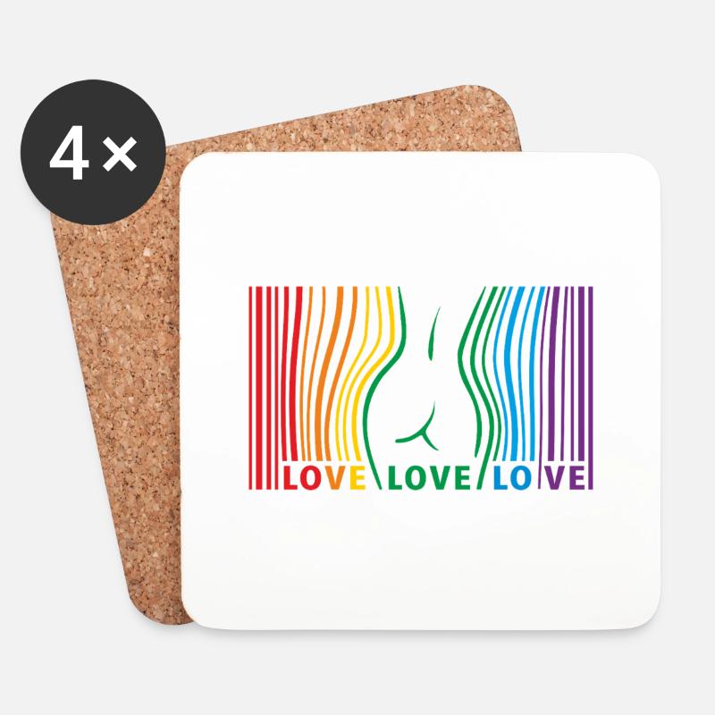 LOVE LOVE LOVE - Untersetzer (4er-Set) - Weiß