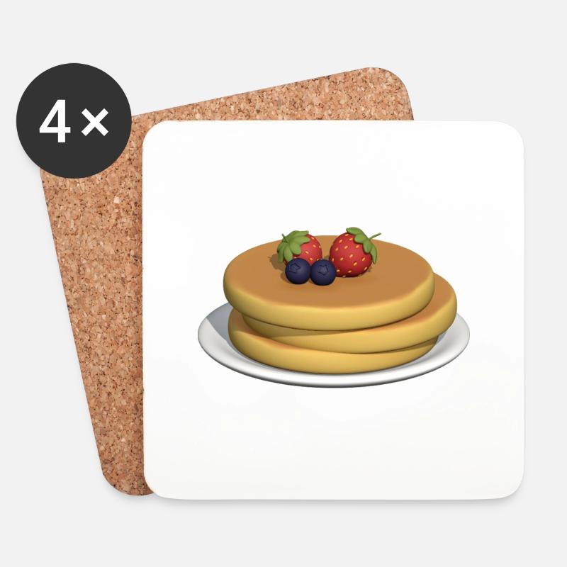 Pfannkuchen-Stapel mit Beeren - Untersetzer (4er-Set) - Weiß
