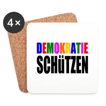 demokratie schützen - Untersetzer (4er-Set) - Weiß - Vorne