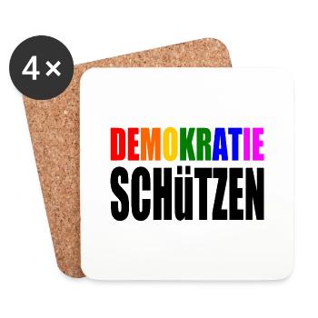 demokratie schützen - Untersetzer (4er-Set) - Weiß - Vorne
