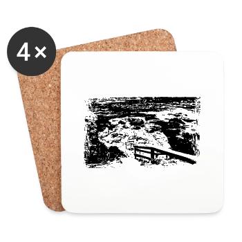 Chemin vers la mer - Dessous de verre (lot de 4) - blanc - Devant