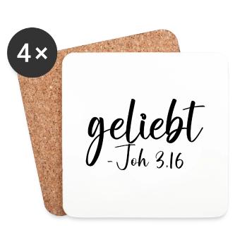bien-aimé - Dessous de verre (lot de 4) - blanc - Devant