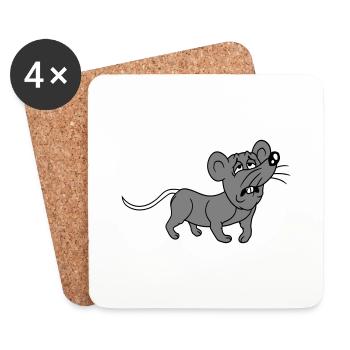 Souris épuisée triste désespérément fatiguée souffrance douce - Dessous de verre (lot de 4) - blanc - Devant