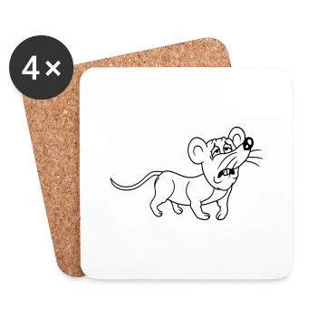 Souris épuisée triste désespérément fatiguée souffrance douce - Dessous de verre (lot de 4) - blanc - Devant