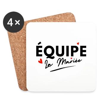 Bride Team Hearts - Bride Gift - Coasters (set of 4) - white - Front