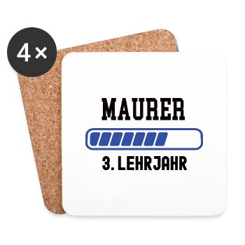 Ausbildung Maurer 3. Lehrjahr Maurerausbildung - Untersetzer (4er-Set) - Weiß - Vorne