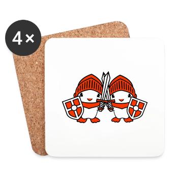 2 Ducks Knight Armor Sword Shield Helmet Fighter - Coasters (set of 4) - white - Front