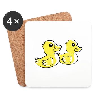 2 canards natation eau couple deux amis équipe - Dessous de verre (lot de 4) - blanc - Devant