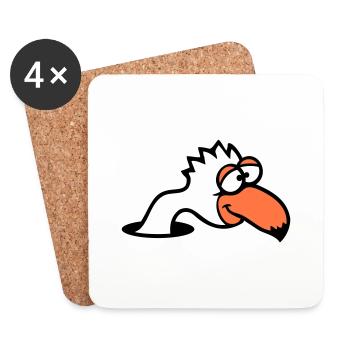 Oiseau Trou Inférieur Drôle Dingo Idiot Confus Amusant - Dessous de verre (lot de 4) - blanc - Devant