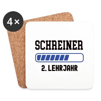 Ausbildung Schreiner 2. Lehrjahr Schreinerei Lehre - Untersetzer (4er-Set) - Weiß - Vorne