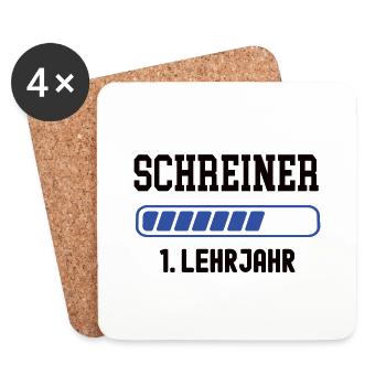 Ausbildung Schreiner 1. Lehrjahr Lehre Schreinerei - Untersetzer (4er-Set) - Weiß - Vorne
