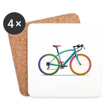 Dessin technique,Vélo de route,Vélo,Coloré - Dessous de verre (lot de 4) - blanc - Devant
