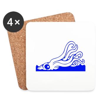Pieuvre Attaque de tentacule de surface de l’eau Monstre marin - Dessous de verre (lot de 4) - blanc - Devant