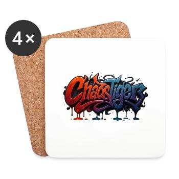 Chaos Tiger - Wildstyle Graffiti Design - Dessous de verre (lot de 4) - blanc - Devant