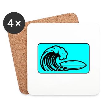 Planche de surf Wave - Dessous de verre (lot de 4) - blanc - Devant