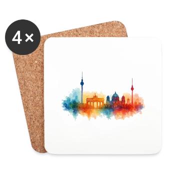 berlin stadt aquarell city - Untersetzer (4er-Set) - Weiß - Vorne