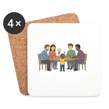 Idée collective autour d'une table - Dessous de verre (lot de 4) - blanc - Devant