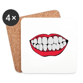 La bouche, dent, dents, dentition, dentiste, Tooth - Dessous de verre (lot de 4) - blanc - Devant