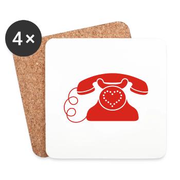 Heart Phone - Coasters (set of 4) - white - Front