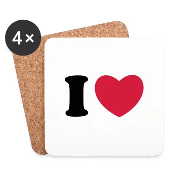 I love - I heart - I Herz - Untersetzer (4er-Set) - Weiß - Vorne