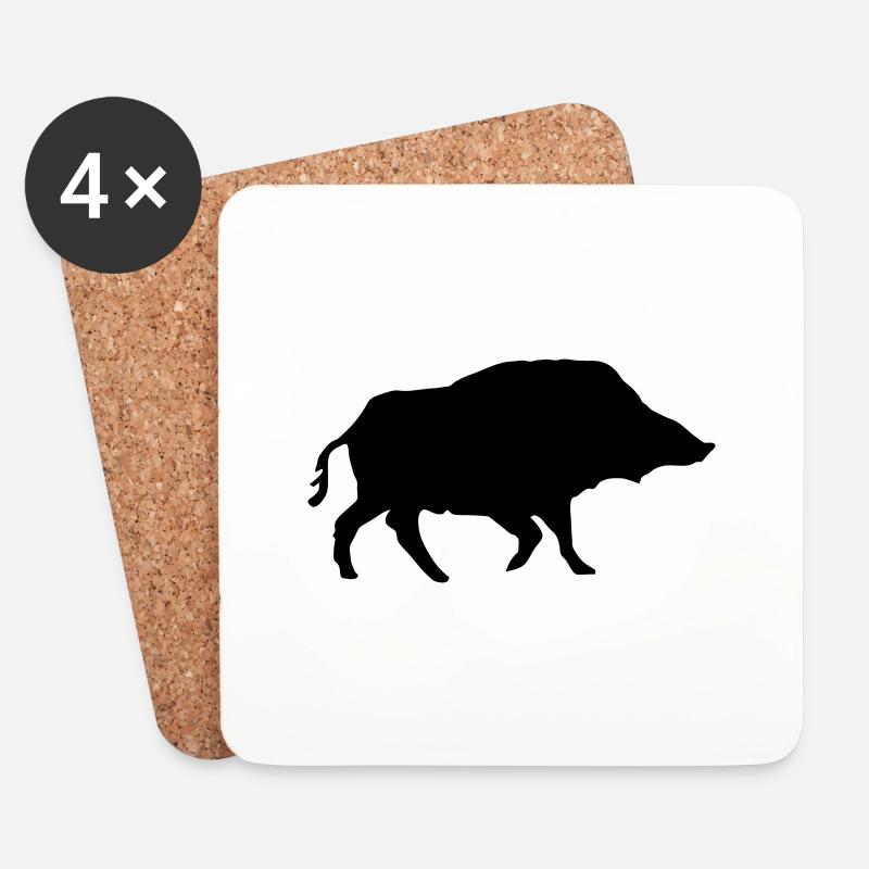 Wildschwein - Untersetzer (4er-Set) - Weiß