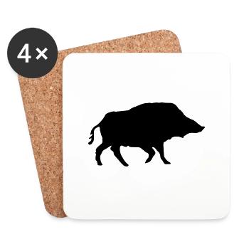 wildschweinchen//wild boar//sanglier - Dessous de verre (lot de 4) - blanc - Devant