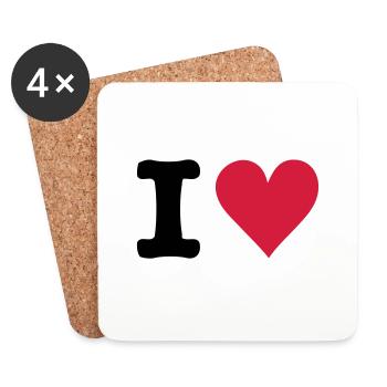I - Heart - Love - Untersetzer (4er-Set) - Weiß - Vorne