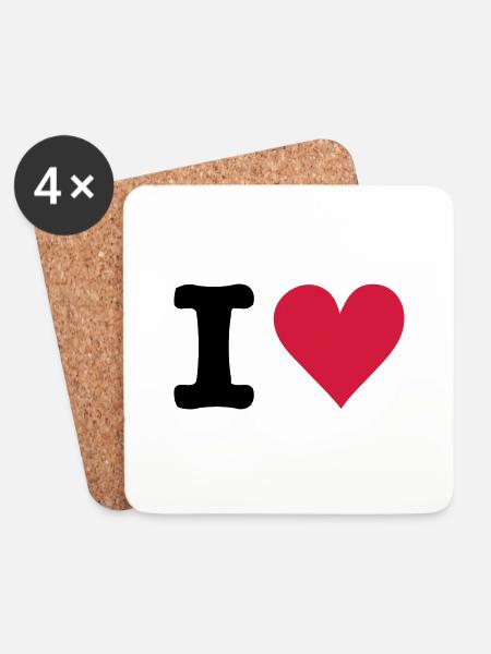 I - HEART - Coasters (set of 4) - white
