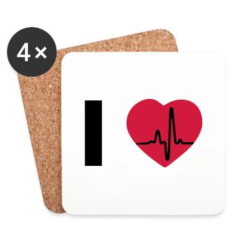 I Love - I heart - Coasters (set of 4) - white - Front