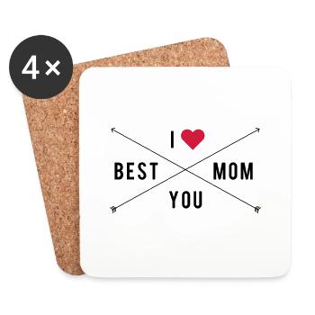 I love you - best mom, Hipster Muttertag - Untersetzer (4er-Set) - Weiß - Vorne