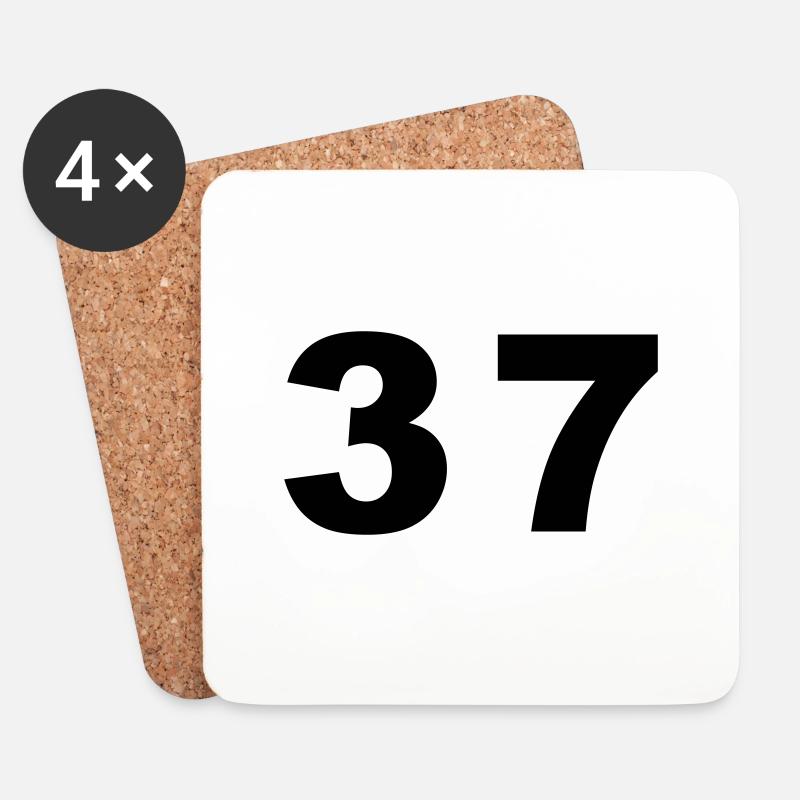 Number - 37 - siebenunddreißig - Untersetzer (4er-Set) - Weiß