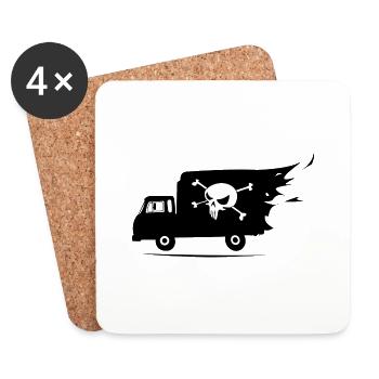 camion pirate - Dessous de verre (lot de 4) - blanc - Devant