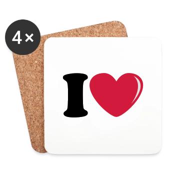 I_love - Coasters (set of 4) - white - Front