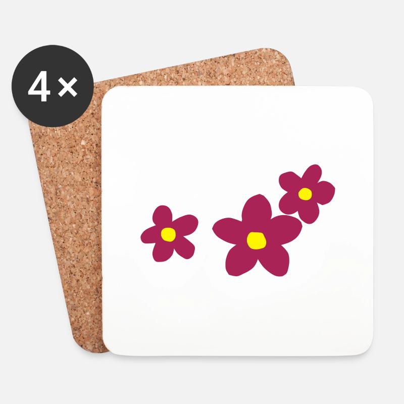 Three Flowers - Untersetzer (4er-Set) - Weiß