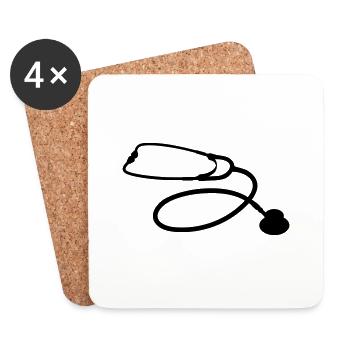 stethoscope doctor profession - Dessous de verre (lot de 4) - blanc - Devant