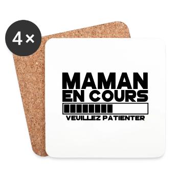 maman(veuillez patienter) - Dessous de verre (lot de 4) - blanc - Devant