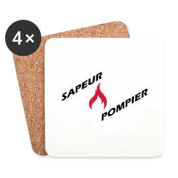 sapeur-pompier - Dessous de verre (lot de 4) - blanc - Devant