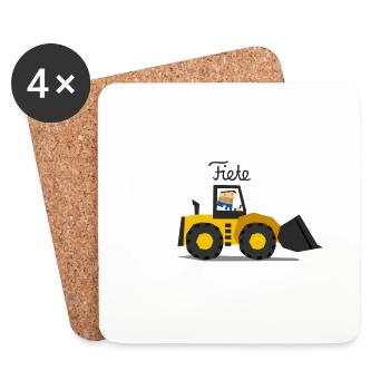 Bagger - Untersetzer (4er-Set) - Weiß - Vorne