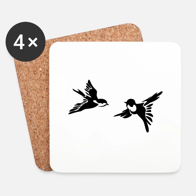 Vögel - Untersetzer (4er-Set) - Weiß