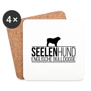 SEELENHUND Englische Bulldogge Hunde Wilsigns - Untersetzer (4er-Set) - Weiß - Vorne