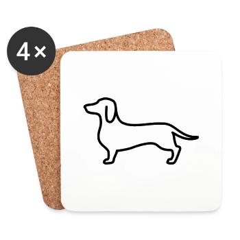 sausage dog - Coasters (set of 4) - white - Front