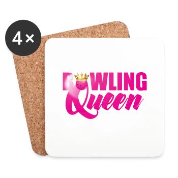 Bowling / Bowler: Bowling Queen - Untersetzer (4er-Set) - Weiß - Vorne