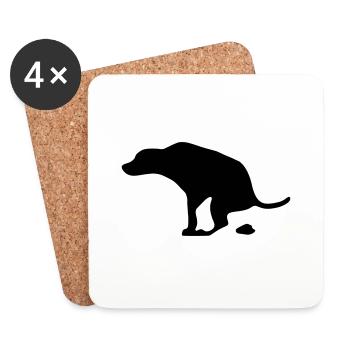 Chien - Dessous de verre (lot de 4) - blanc - Devant