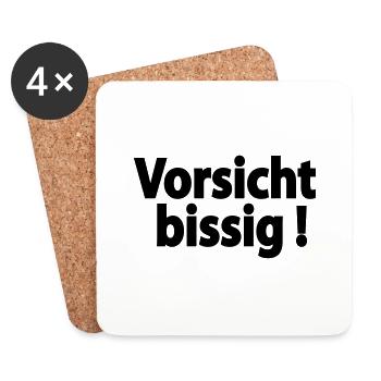 vorsicht_bissig - Untersetzer (4er-Set) - Weiß - Vorne