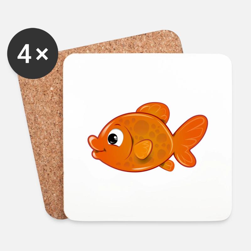 Hatchi der Goldfisch - Untersetzer (4er-Set) - Weiß