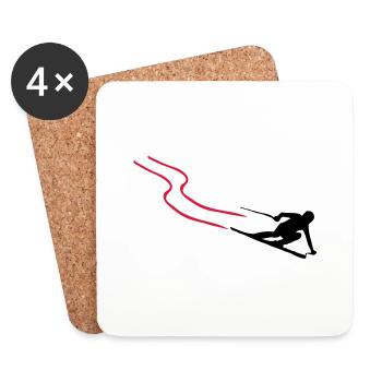 ski - Dessous de verre (lot de 4) - blanc - Devant